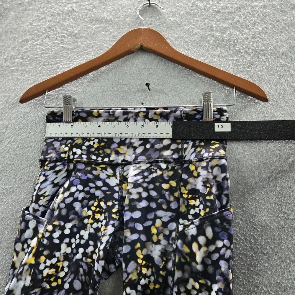 Lululemon‎ Women Activewear Pants 4 Black Floral Fast Free Crop II Yoga Legging
